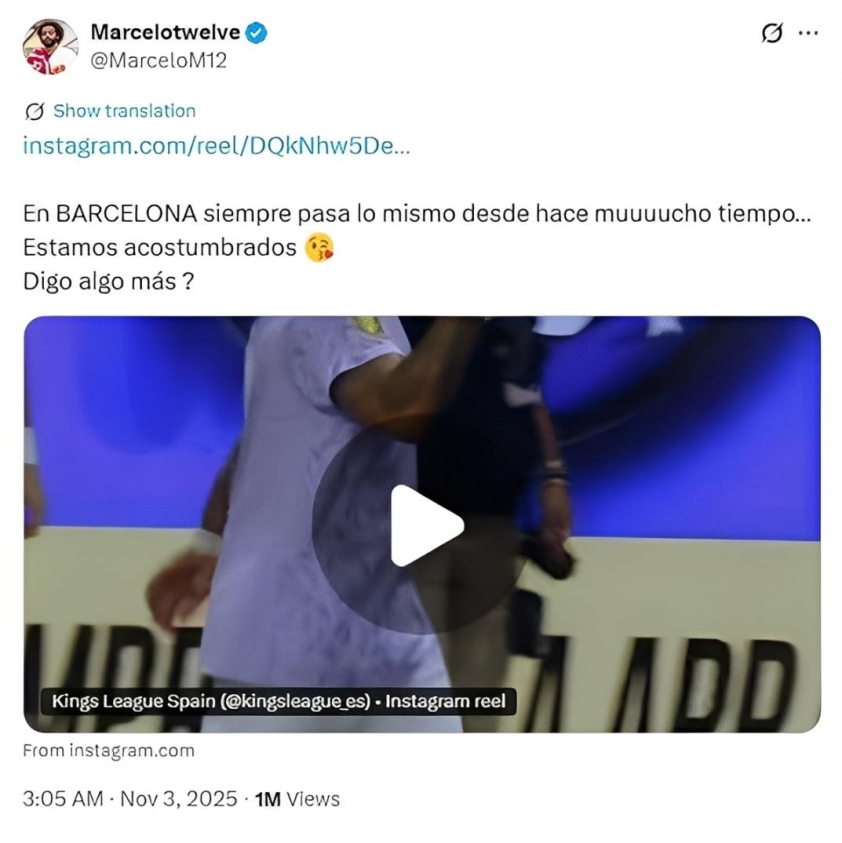 Marcelo bức xúc ở Kings League, bất ngờ nhắc lại Barcelona sau pha xử ép 733886