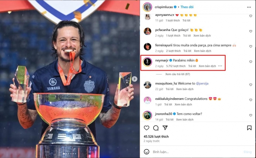 Neymar chúc mừng cầu thủ 'hung thần' của CAHN 639734