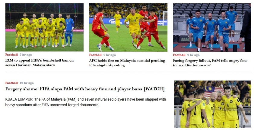 Truyền thông Malaysia "xấu hổ" vì FIFA phạt 7 cầu thủ nhập tịch 4 Truyền thông Malaysia 'xấu hổ' khi FIFA phạt 7 cầu thủ nhập tịch trái phép 711834