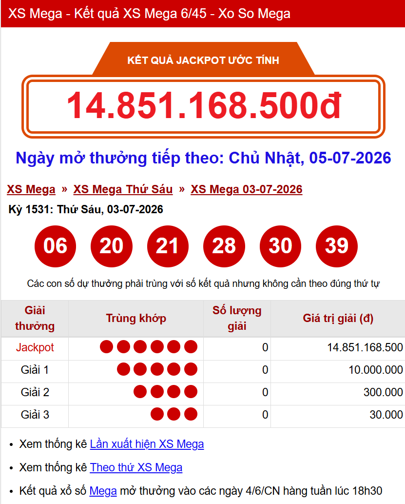 Vietlott 3/7/2026 - Kết quả xổ số Vietlott ngày 3/7/2026 861653