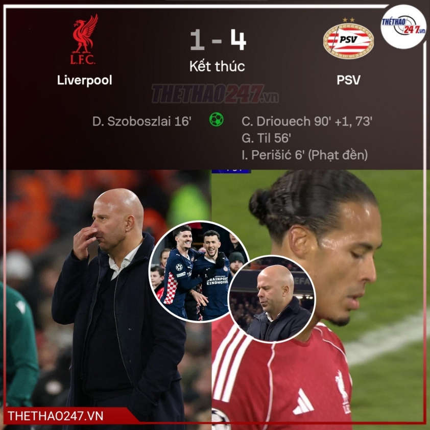 Arne Slot nhận thêm cú sốc mới sau trận thua tan nát PSV 748922