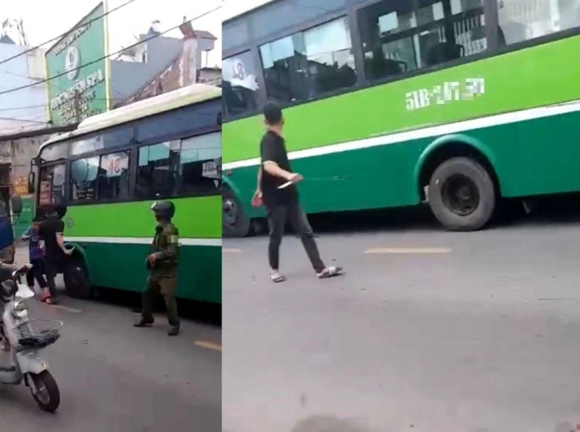 Tài xế xe tải cầm dao rượt đánh tài xế xe buýt giữa phố Sài Gòn sau va chạm giao thông 664035
