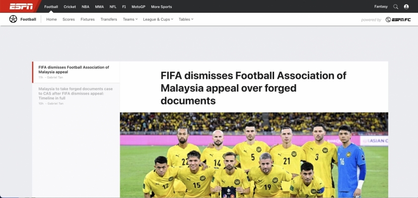Báo chí thế giới dậy sóng khi Malaysia kháng cáo FIFA thất bại 734215