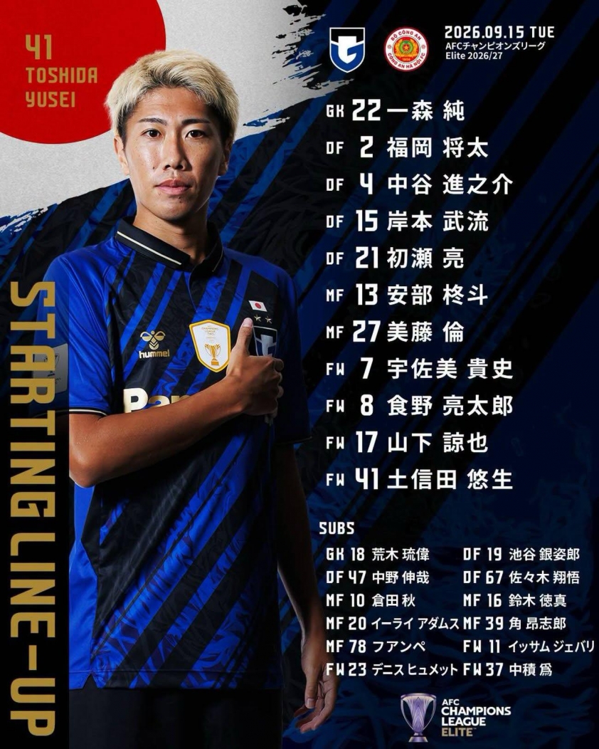 Trực tiếp bóng đá Gamba Osaka vs CAHN: Đã có đội hình