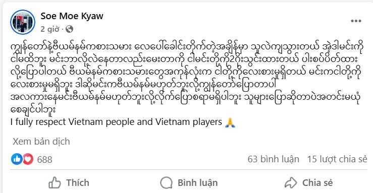 Trung vệ Myanmar 'cà khịa' Xuân Son lên tiếng thanh minh 572963