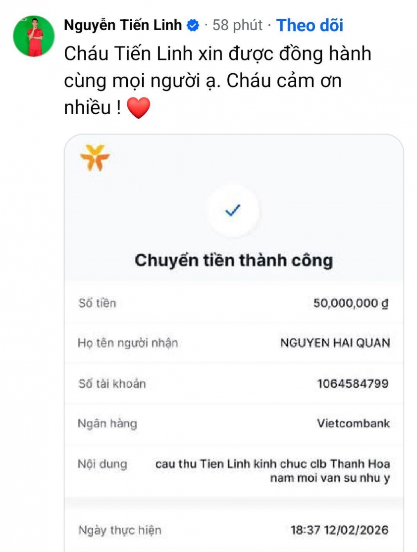 Tiến Linh gây sốt với hành động ý nghĩa với CLB Thanh Hóa 794176