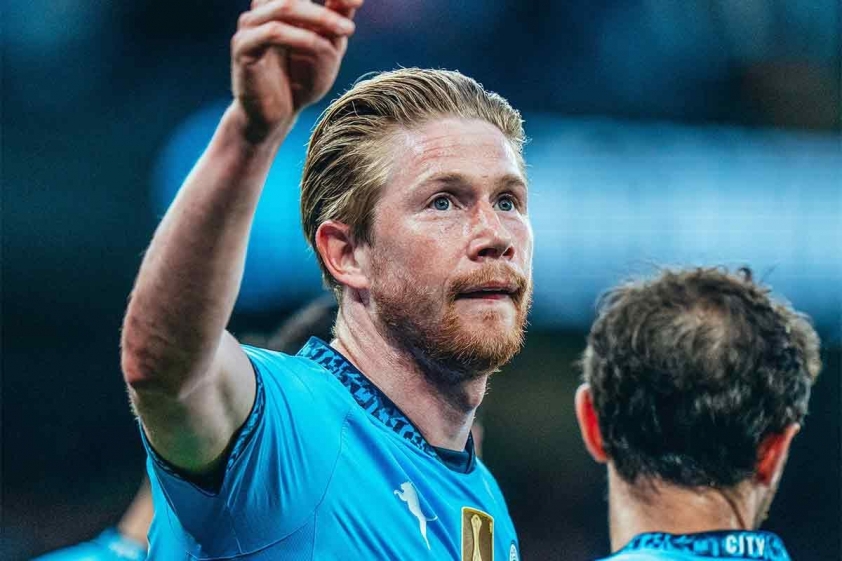 Kevin De Bruyne ăn mừng sau bàn thắng trước Wolves (Ảnh: Manchester City)