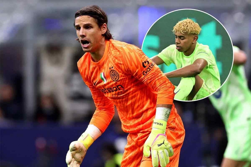 Sự xuất sắc của Yann Sommer khiến Lamine Yamal chỉ còn biết bất lực.