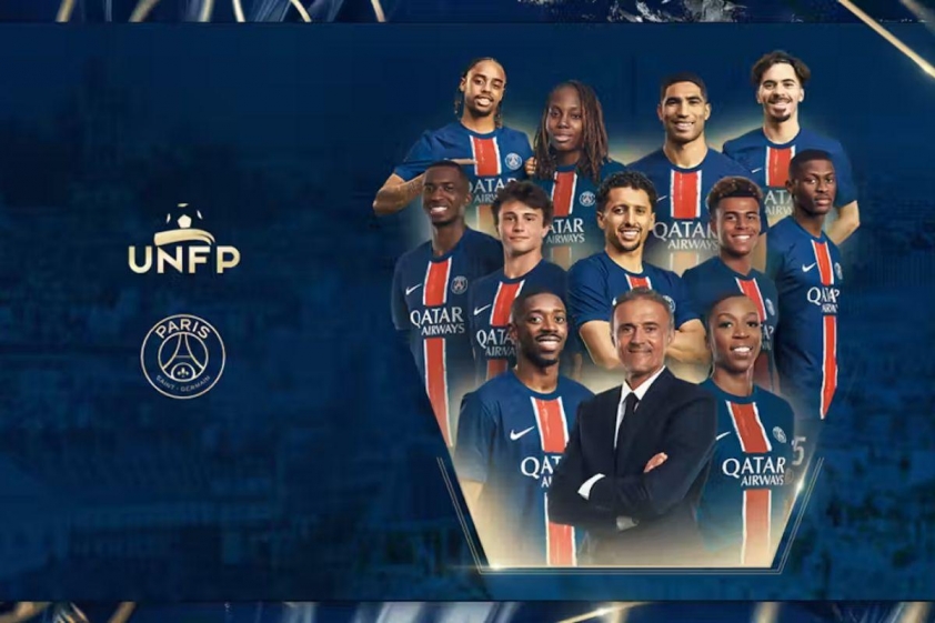 PSG là CLB có số lượng cầu thủ góp mặt nhiều nhất trong Đội hình tiêu biểu Ligue 1 mùa giải 2024–2025 với 9 cái tên.