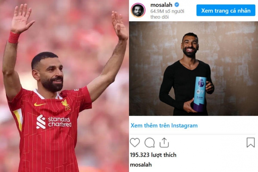 Salah chia sẻ hình ảnh trên Instagram cá nhân của mình.
