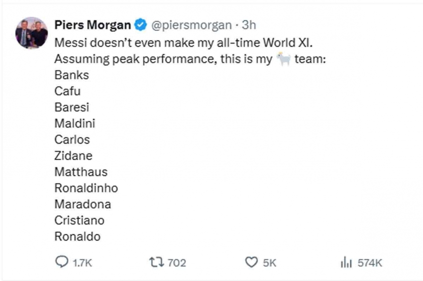 Bài viết được Piers Morgan viết trên trang cá nhân.
