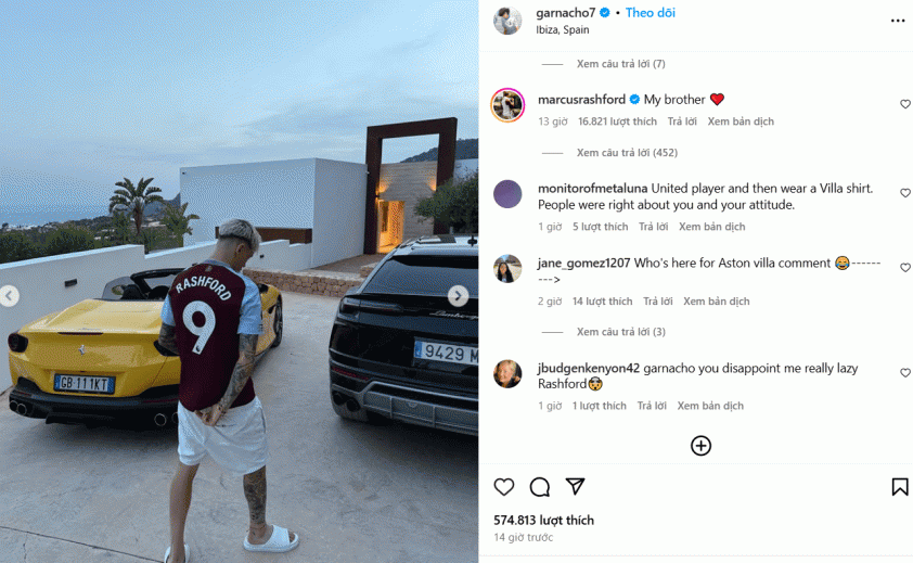Rashford cũng đã tương tác lại với bài viết này