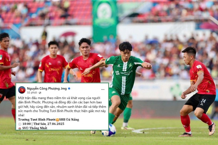 Công Phượng chia sẻ trên trang facebook cá nhân.