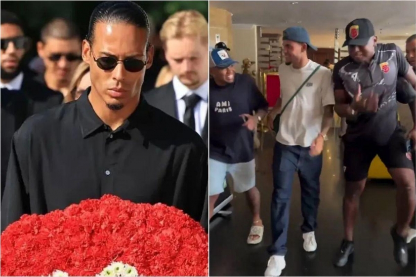 Hai hình ảnh trái ngược giữa Van Dijk và Luis Diaz (Ảnh: MARCA).