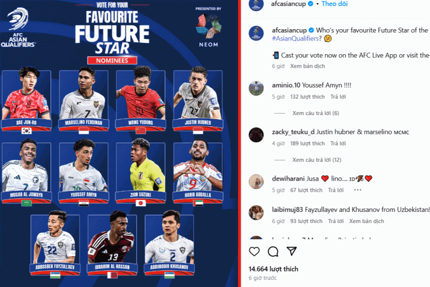 2 cầu thủ của Indonesia lọt vào danh sách đề cử của AFC
