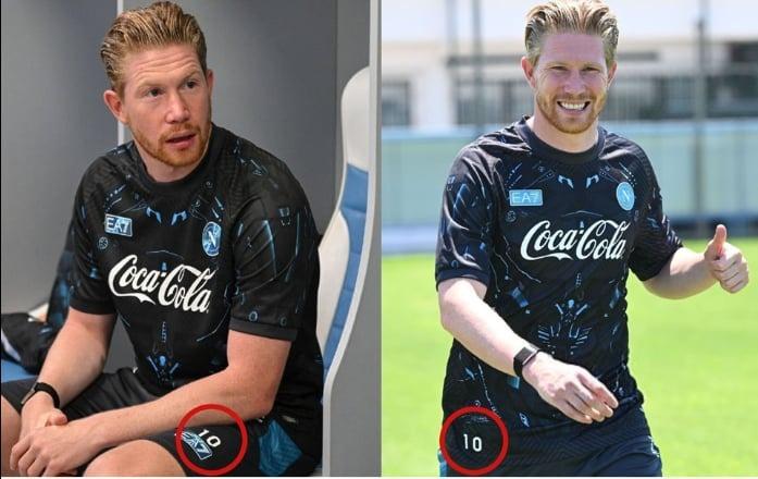 Hình ảnh cho thấy Kevin De Bruyne mắc đồ tập số 10 tại Napoli