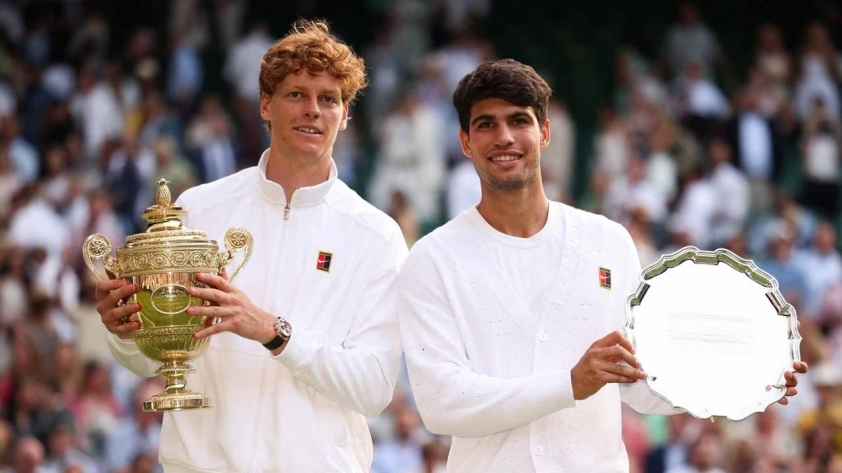 Sinner và Alcaraz tại All England Club.