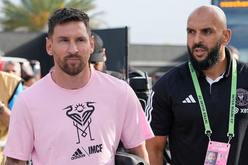 Vệ sĩ của Lionel Messi, Yassine Cheuko (phải), đã bị cấm tham dự Leagues Cup (Ảnh: Daily Mail).