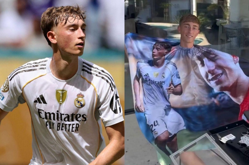Một thợ cắt tóc nổi tiếng ở Madrid đã chia sẻ video khoe chiếc áo choàng đặc biệt được thiết kế riêng cho Huijsen.