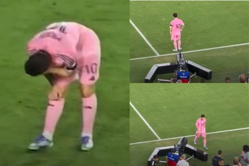 Messi có hành động chạm vào chân và nhanh chóng rời sân sau khi trận đấu kết thúc.