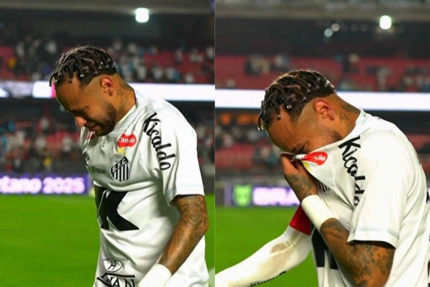 Neymar bật khóc sau trận đấu.