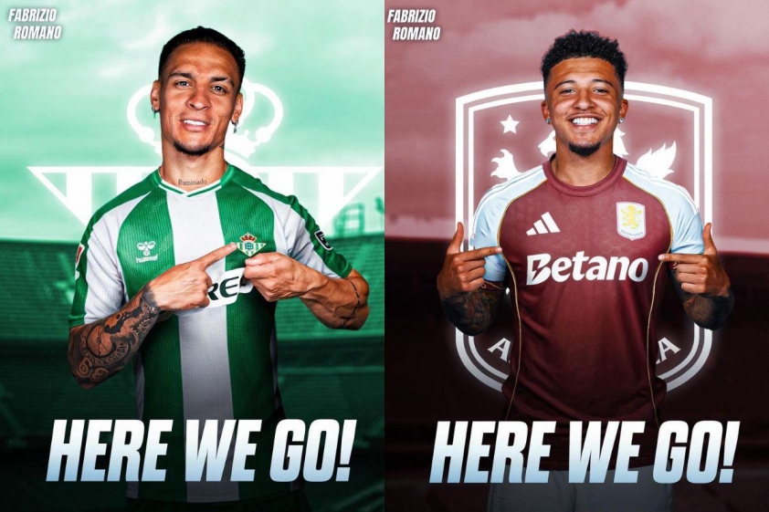 Mới đây, Antony và Sancho lần lượt gia nhập Real Betis và Aston Villa (Ảnh: Fabrizio Romano).