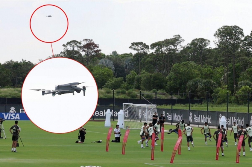 Xabi Alonso sử dụng flycam trong các buổi tập của Real Madrid (Ảnh: MARCA).