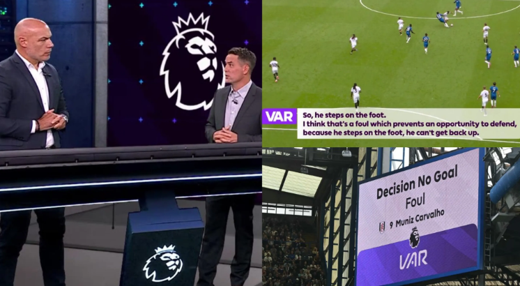 Howard Webb trong chương trình “Match Officials Mic’d Up”, phân tích tình huống bàn thắng của Josh King bị từ chối ở trận Chelsea – Fulham. (Ảnh: Premier League)