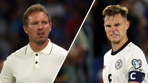 Cả hlv Nagelsmann và đội trưởng Kimmich đều bị truyền thông chất vấn sau trận đấu. (Ảnh ESPN)