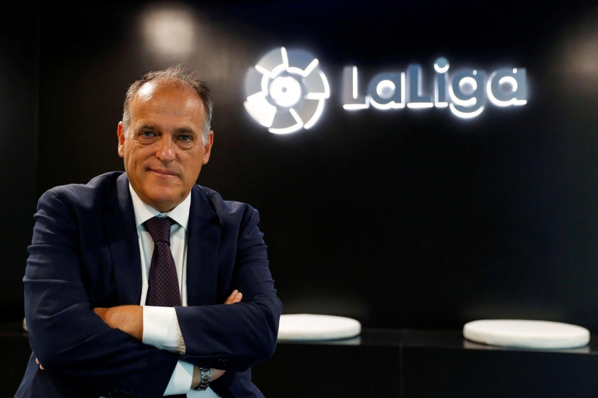 Chính sách quản lý tài chính của chủ tịch La Liga Javier Tebas đang bị phản đối. (Ảnh: Daily Mail)