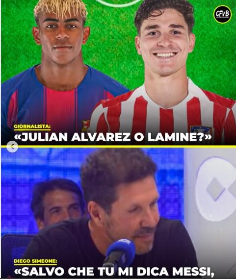 Simeone chọn Alvarez xuất sắc nhất. (Ảnh: Instagram)