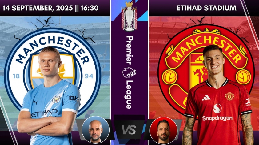  Man City tiếp đón MU lúc 22h30 ngày 14/9 tới đây. (Ảnh: Nền tảng X)