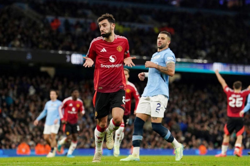 Bruno Fernandes luôn biết cách phát huy hiệu suất khi đối đầu với Man City (Ảnh: MSN).