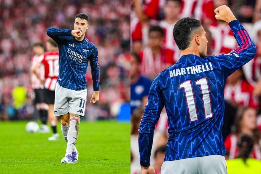 Gabriel Martinelli ghi bàn sau khi vào sân 36 giây (Ảnh: X).