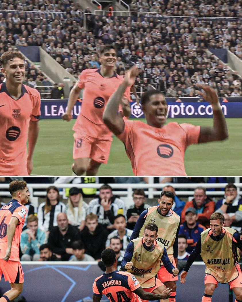 Marcus Rashford hạnh phúc sau khi ghi bàn cho Barca (Ảnh: X).