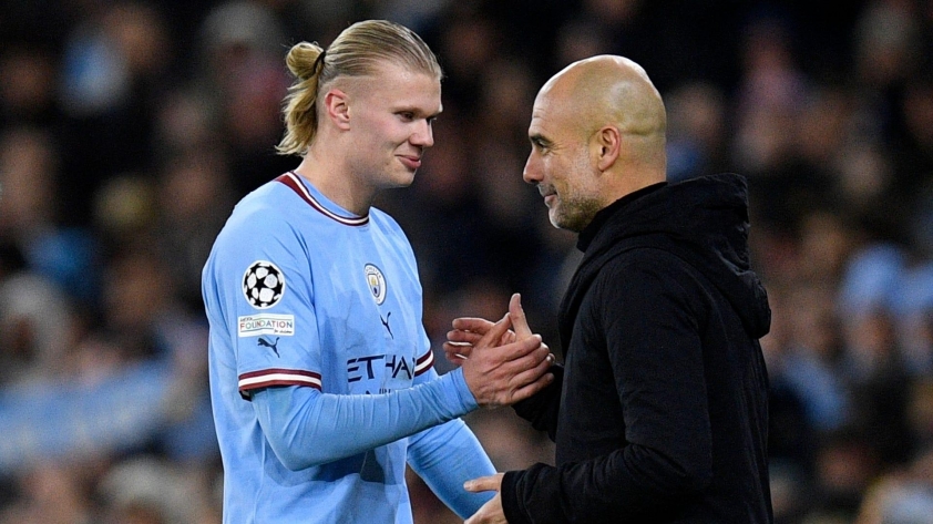 Guardiola cho rằng Haaland có tiềm năng trở thành đội trưởng trong tương lai (Ảnh: Sky Sport)