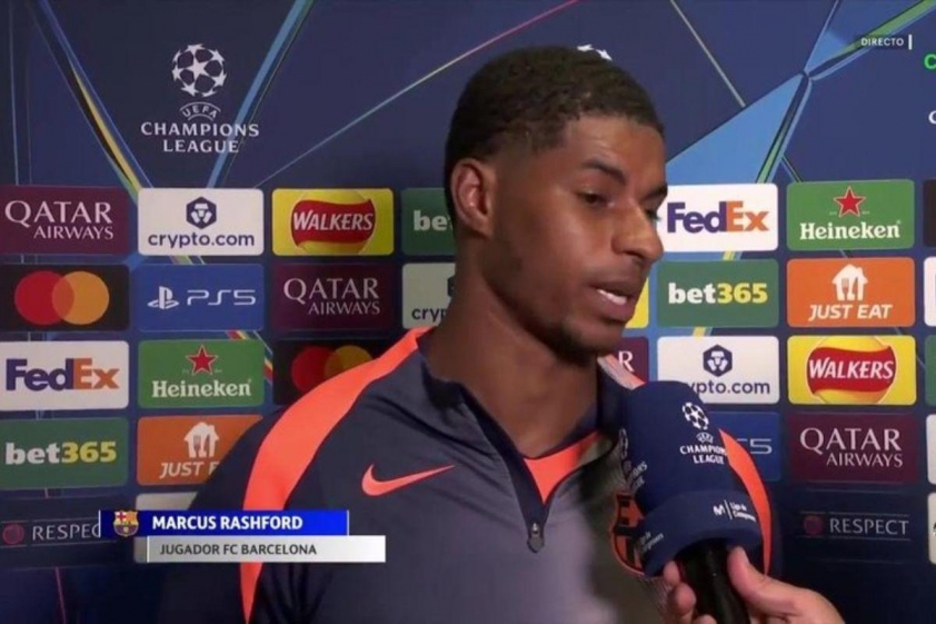 Rashford trả lời phỏng vấn sau trận đấu (Ảnh: X).