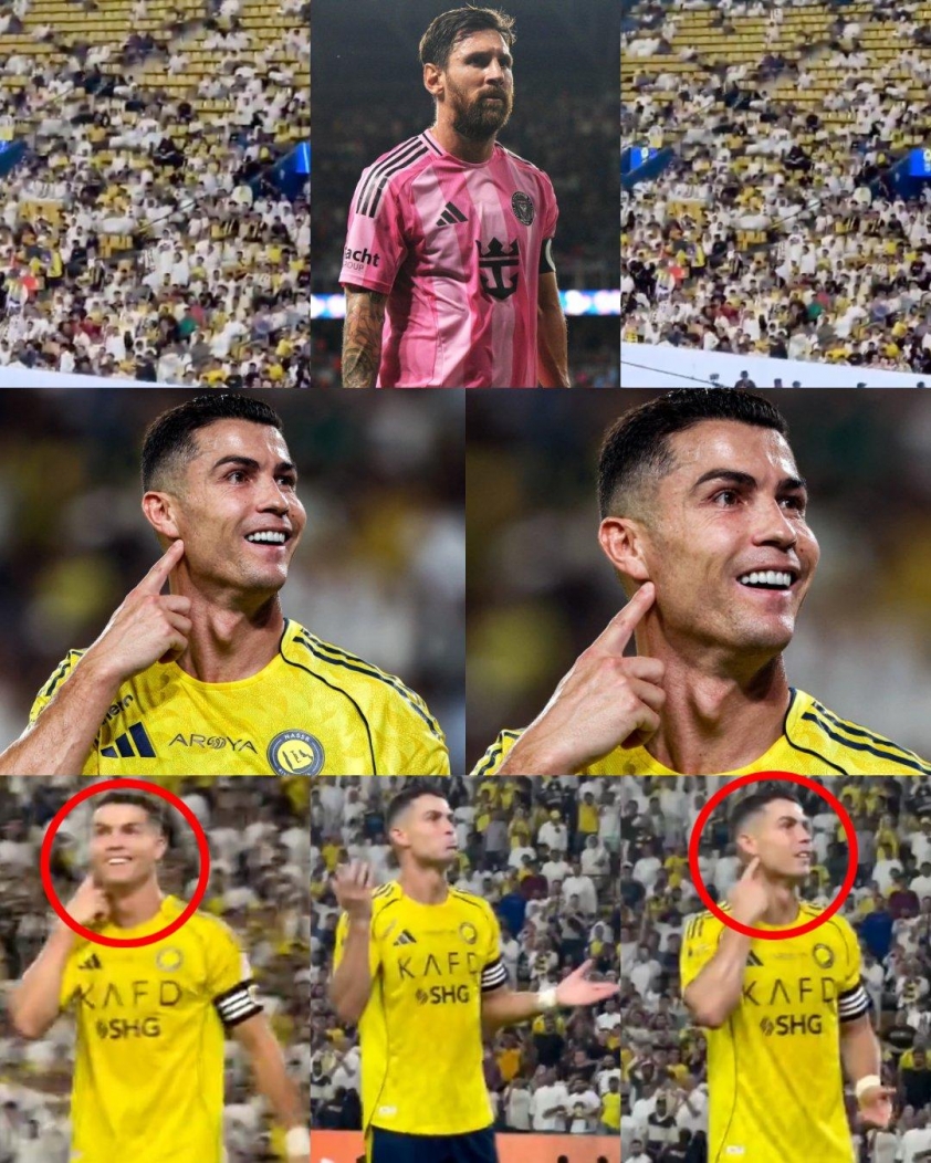 Ronaldo đáp trả mạnh mẽ khi fan Al Riyadh hô vang tên Messi (Ảnh: X).