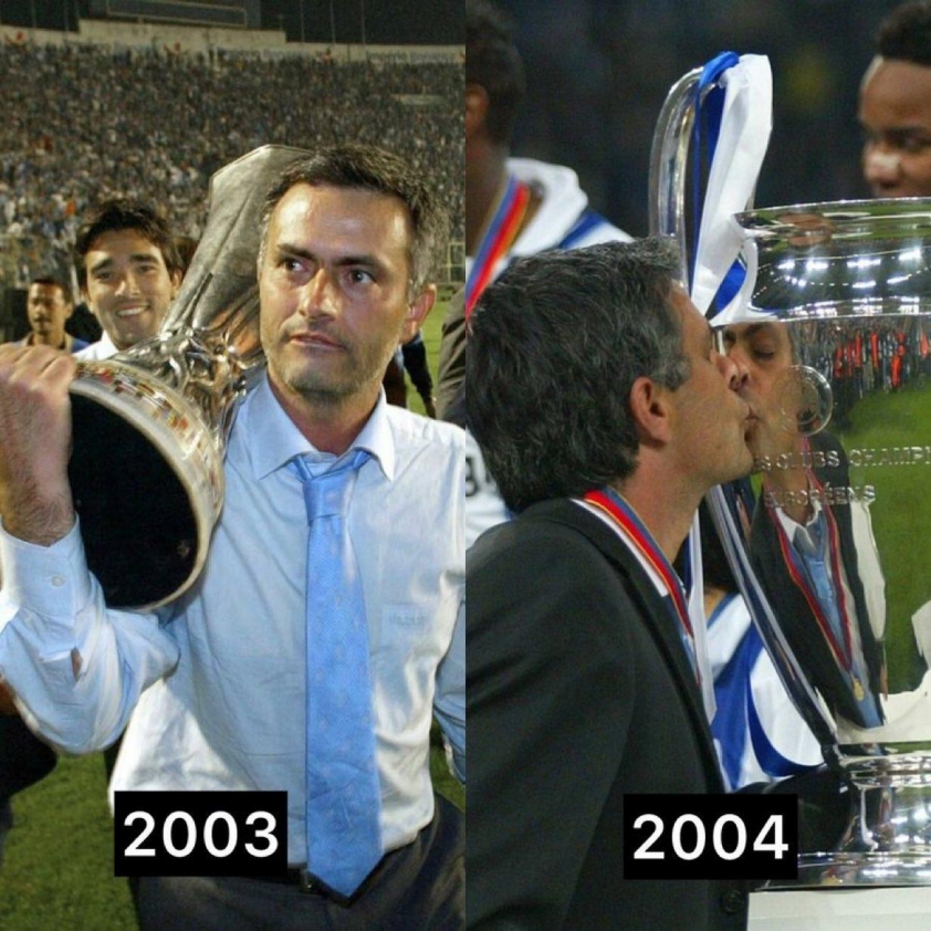 Mourinho vô địch Europa League 2003 và Champions League 2004 cùng Porto. (Ảnh: Goal)