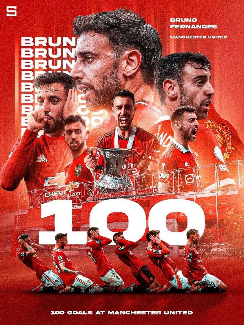 Bruno Fernandes được tặng quà đặc biệt sau 100 bàn thắng cho MU 7 Người đội trưởng mẫu mực Quỷ đỏ. (Ảnh: Nền tảng X)