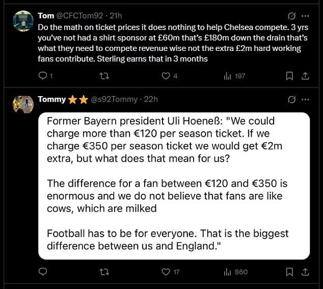 Chelsea nâng giá vé, khiến CĐV nổi giận vì Mourinho quay lại 9 Những ý kiến chỉ trích liên tục nhắm vào chính sách tài chính của Chelsea. (Ảnh: Nền tảng X)