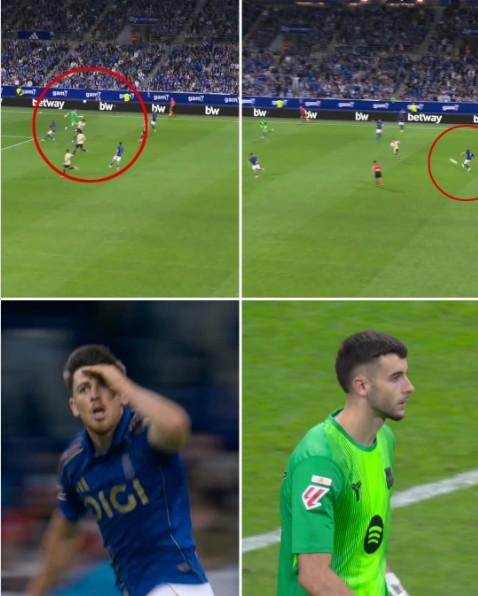 HLV Flick nhanh trí phản ứng trước lỗi của thủ môn Barca 4 Sai lầm nghiêm trọng của Joan Garcia đã giúp Real Oviedo mở tỷ số (Ảnh: epsnfc).