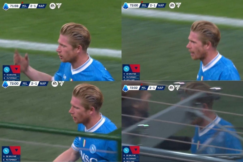 De Bruyne tiếp tục bức xúc trước quyết định khó hiểu của HLV Conte 5 Tiền vệ người Bỉ rời sân với bước chạy nhanh và không bắt tay với HLV Conte mà đi thẳng về băng ghế dự bị (Ảnh: X).