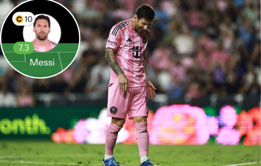 Messi để mất bóng tới 25 lần trong trận thua nặng nề của Inter Miami 5 Điểm số thấp hơn so với những trận gần đây của Messi. (Ảnh: GOAL)