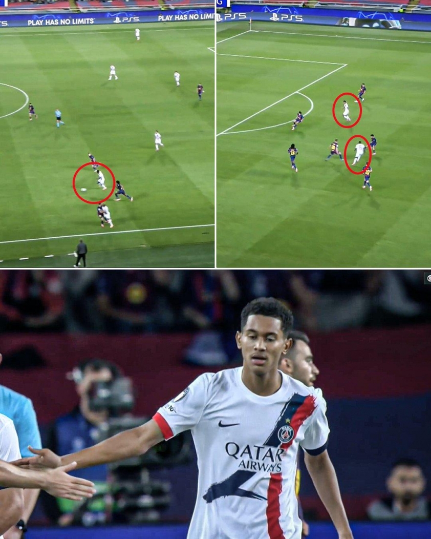 Nuno Mendes: 'Đội hình chắp vá của PSG vẫn giữ đẳng cấp cao' 6 Tình huống Nuno Mendes đi bóng từ phần sân nhà trước khi kiến tạo cho Mayulu ghi bàn (Ảnh: ESPN).