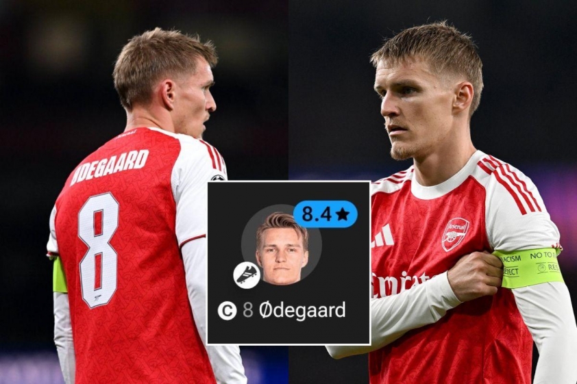 Martin Odegaard được chấm điểm cao nhất trận đấu.
