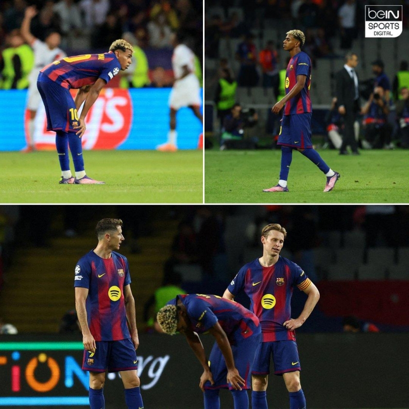 Yamal bị đau trong trận gặp PSG. (Ảnh: beINSPORTS)