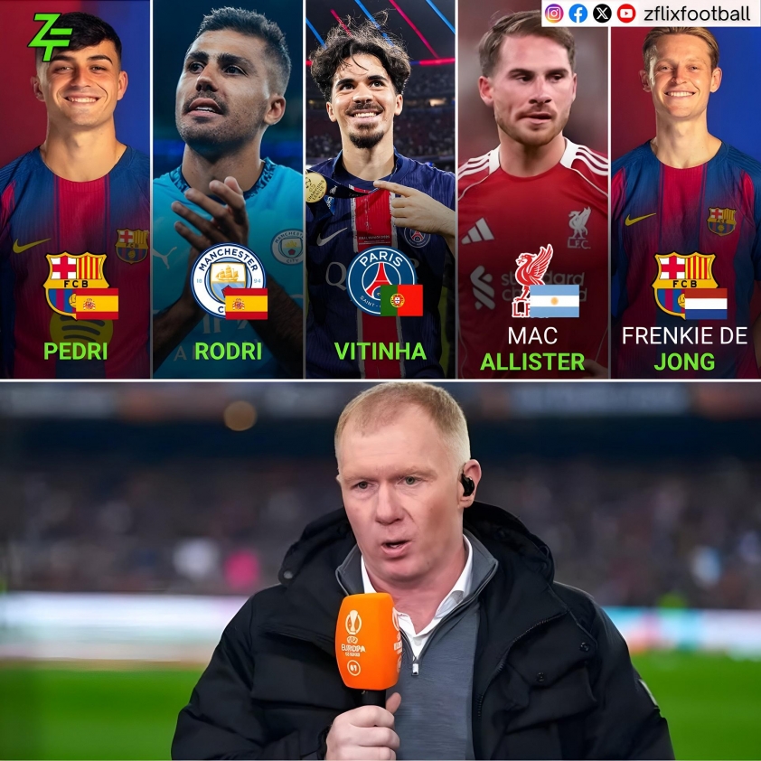 Top 5 tiền vệ xuất sắc nhất của Scholes. (Ảnh: zflixfootball)