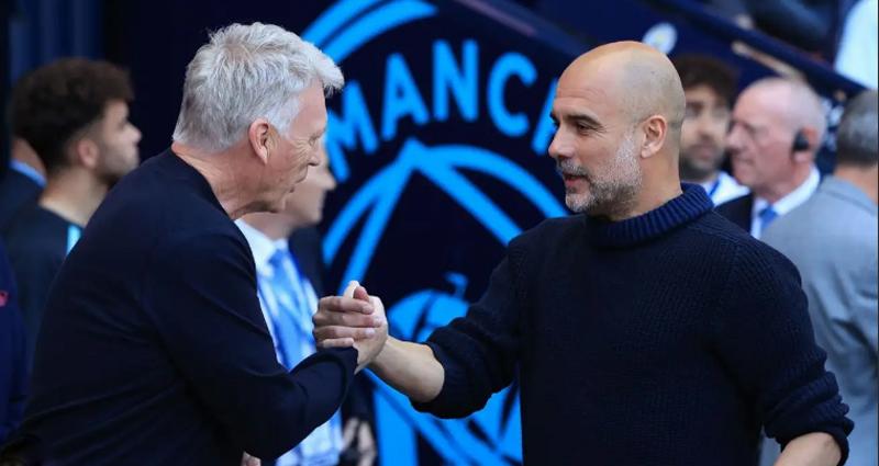 Moyes hiếm khi có niềm vui trước đồng nghiệp Pep Guardiola - Ảnh: Yahoo