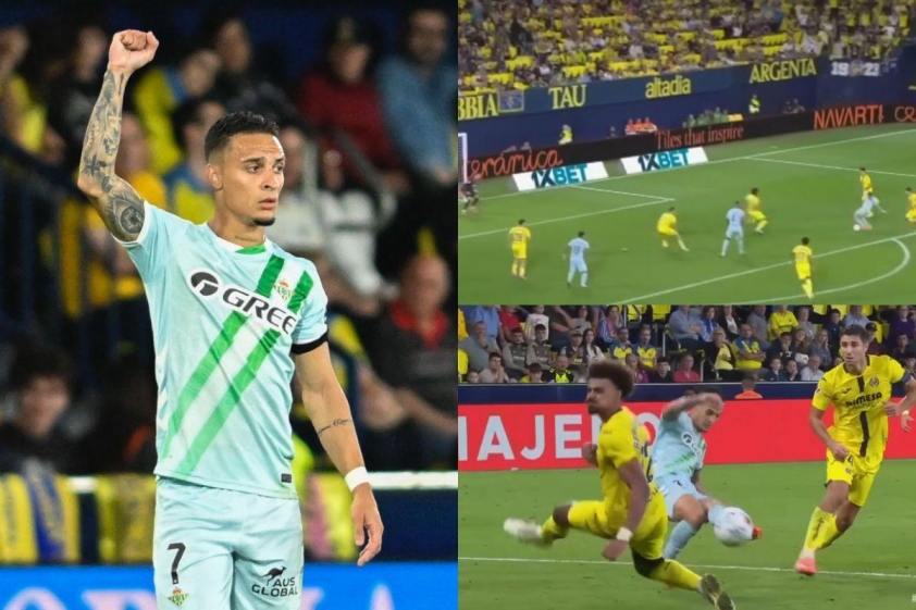 Tình huống Antony ghi bàn gỡ hòa cho Real Betis ở những phút bù giờ cuối cùng.